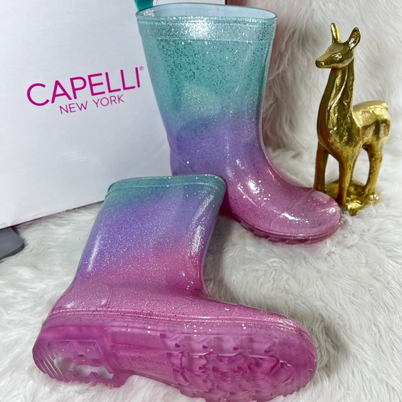Capelli Girls Glitter Waterproof Rain Boots for Girls Sparkle Rainbow - Picture 7 of 10
